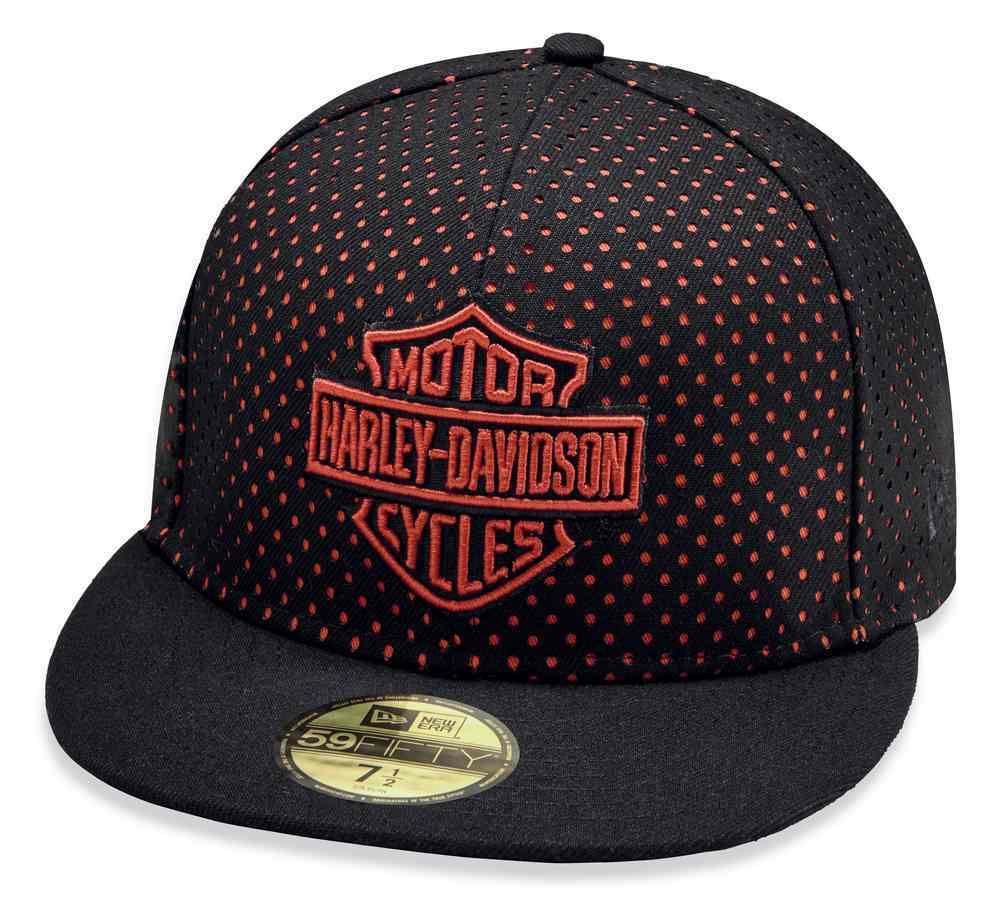 Harley-Davidson® Men's B&S Perforated 59FIFTY Baseball Cap, Black/Red 97857-19VM