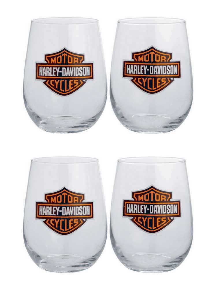 Bar & Shield Logo Stemless Wine Glasses 